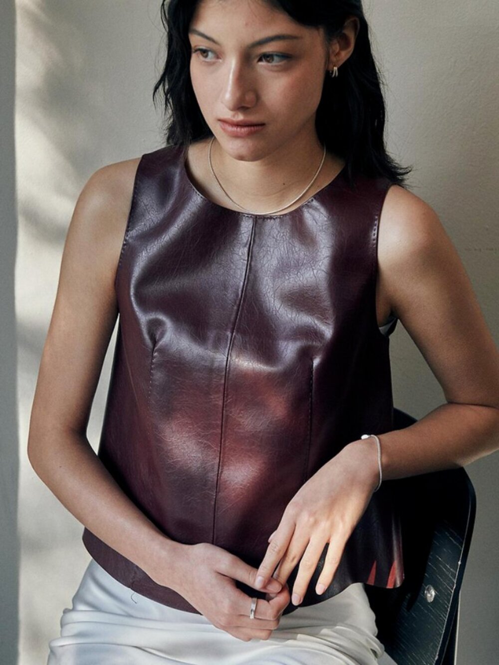 H&M Edition Bordeaux Faux Leather Vest Top - M